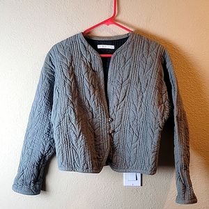 Tweed green, quilted short jacket sz 10